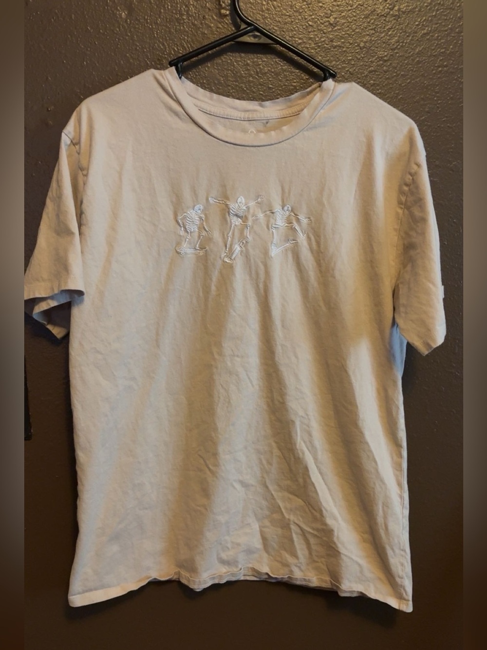 Unisex Light Beige Embroidered Crew Neck T-Shirt